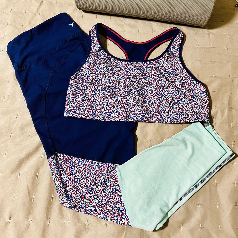 Sports bra and leggings.